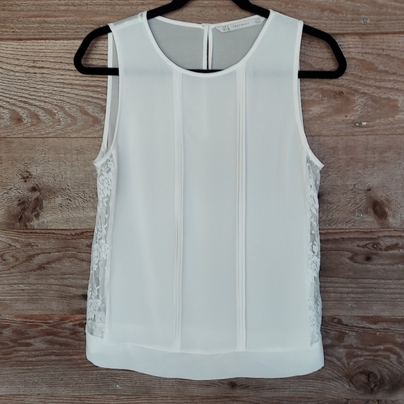 Zara Tops - Zara Trafaluc White Sleeveless Top with Lace Sides